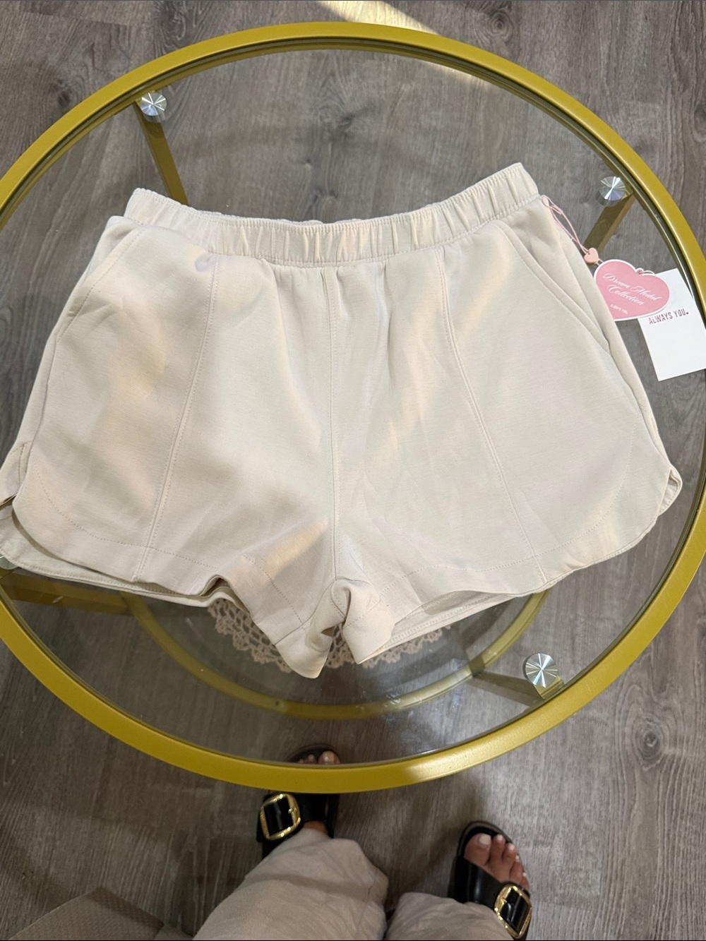 Always Cream Athletic Lounge Shorts with Elastic Waist